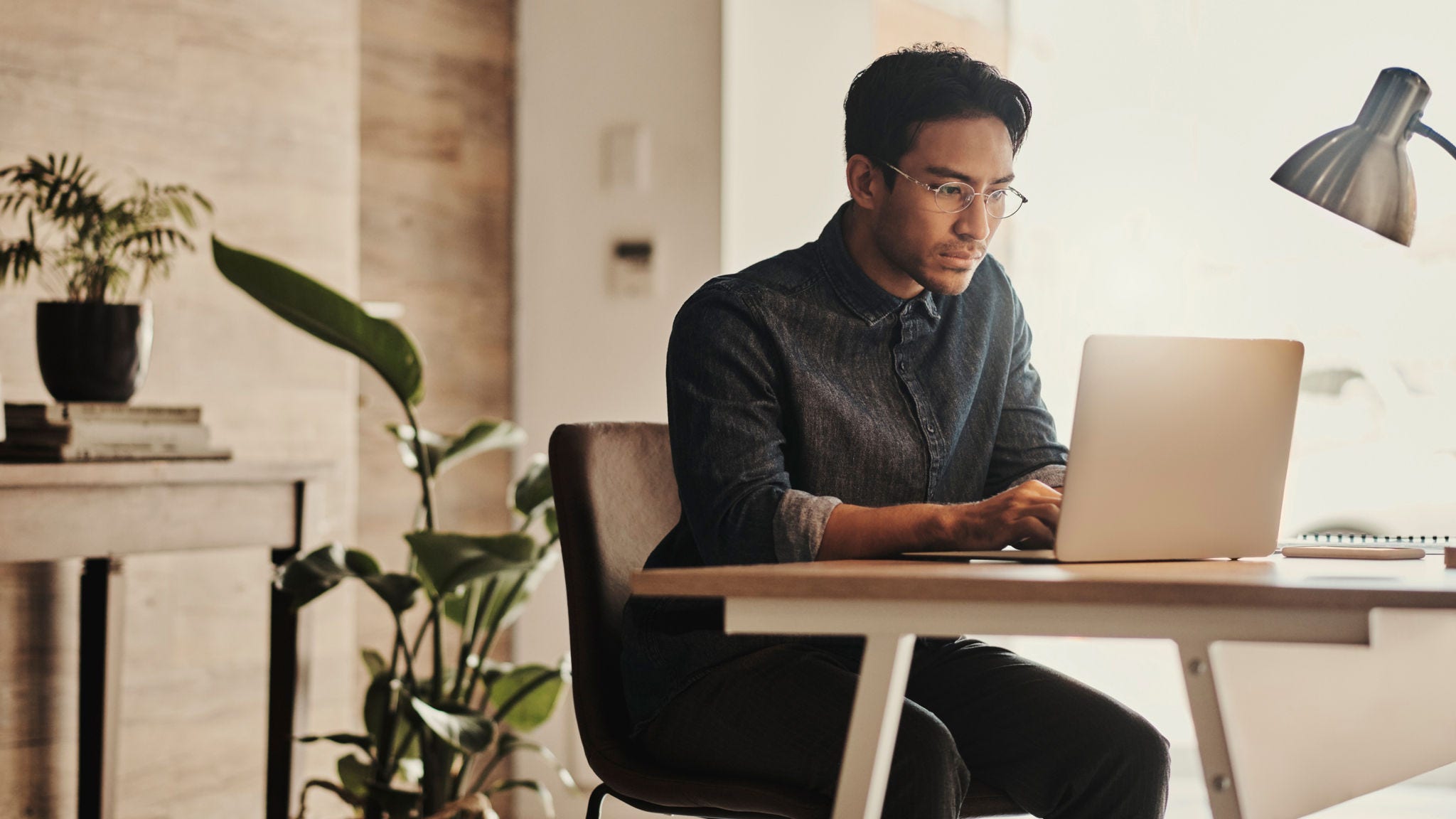 Man looking at a computer