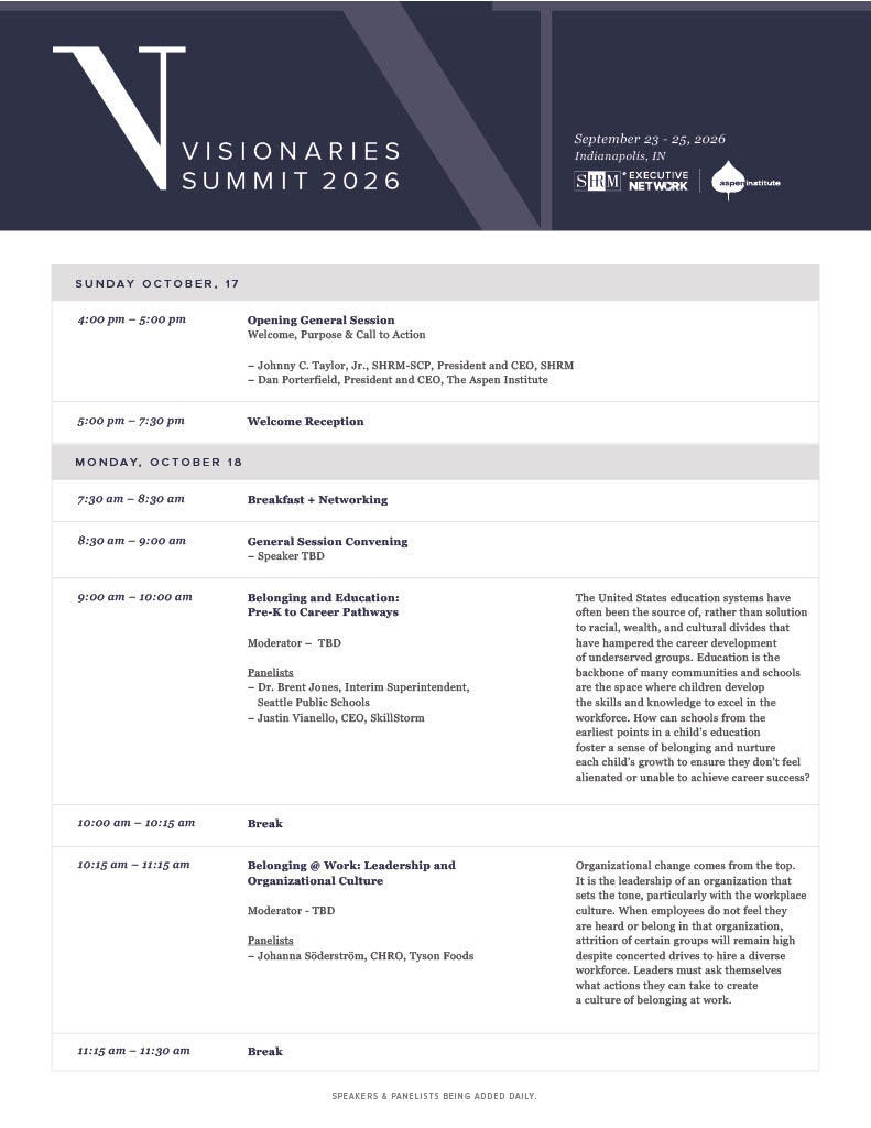 Visionaries Summit 2026 Agenda