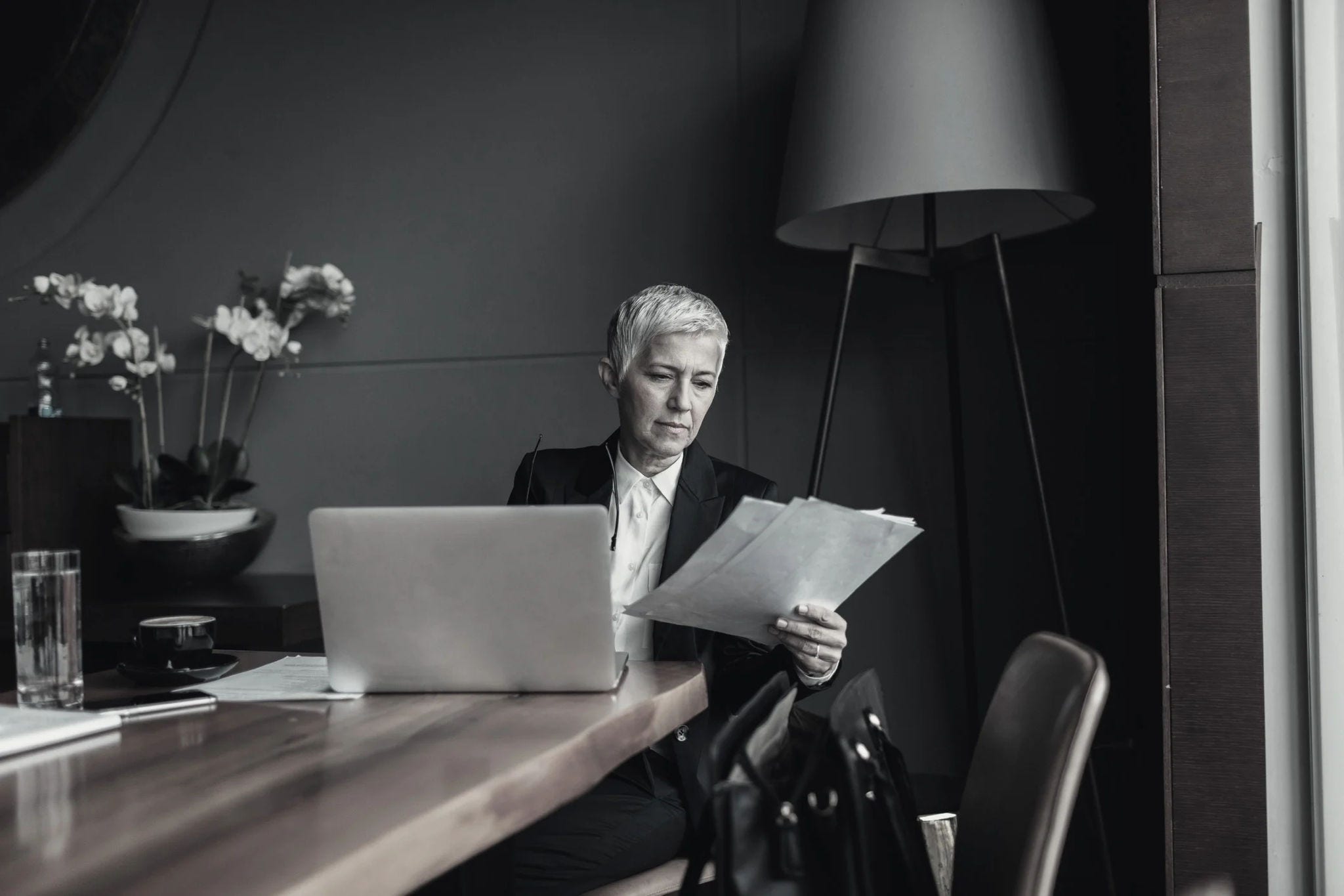 Business woman sitting at her desk.