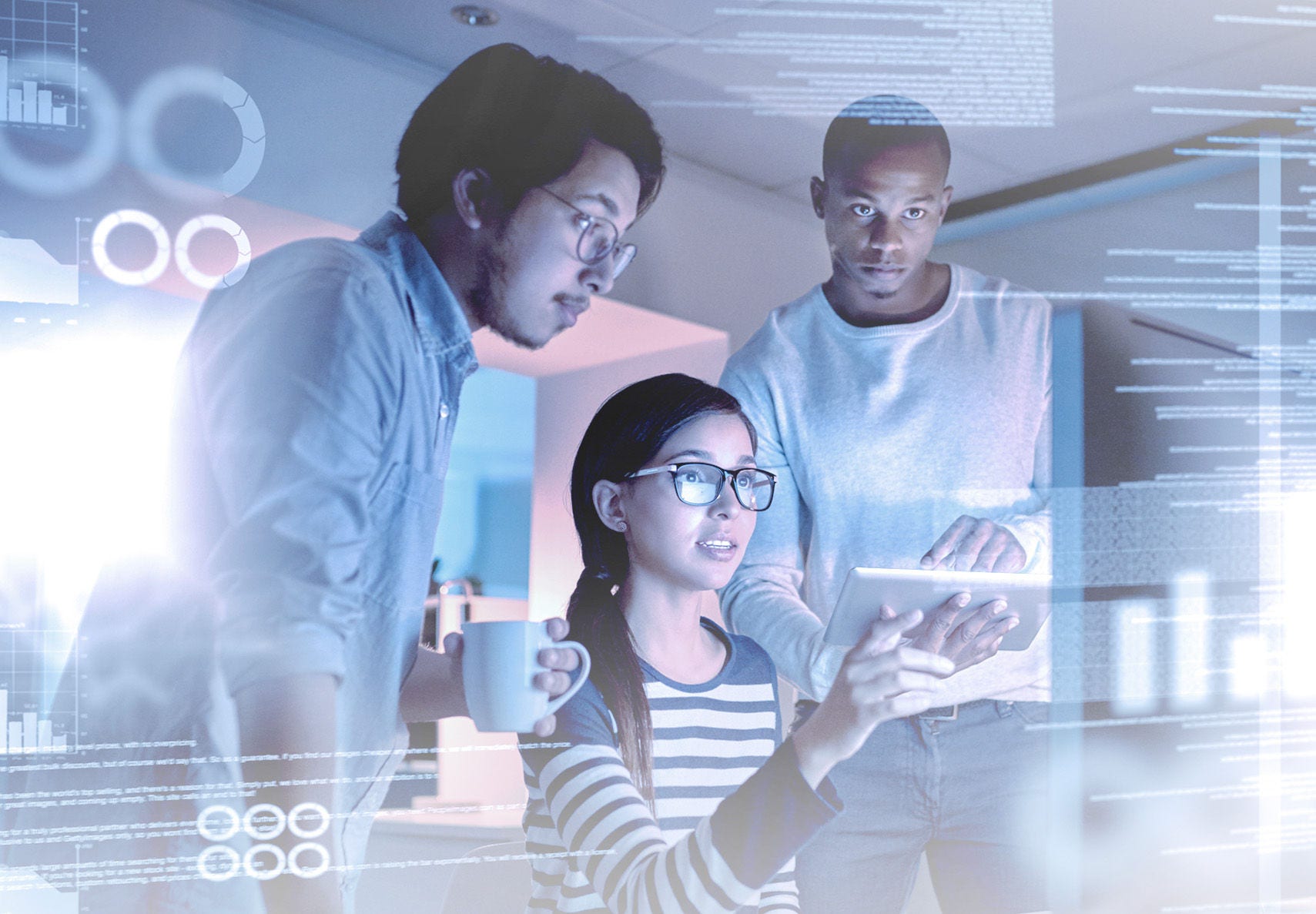 Employees use AI to complete a project.