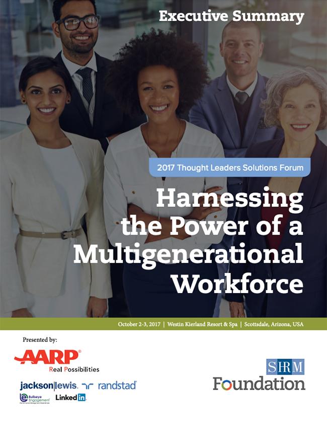 Report Cover: Harnessing the Power of a Multigenerational workforce