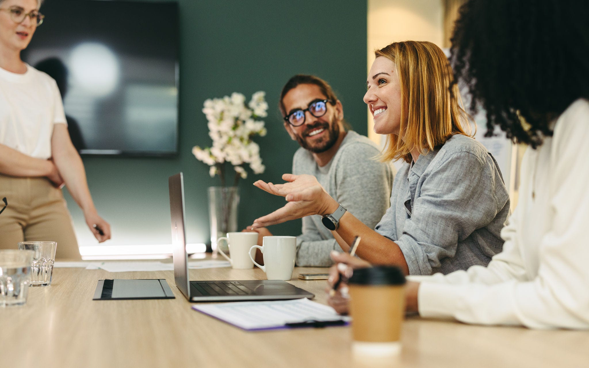 coworkers collaborating at a conference table