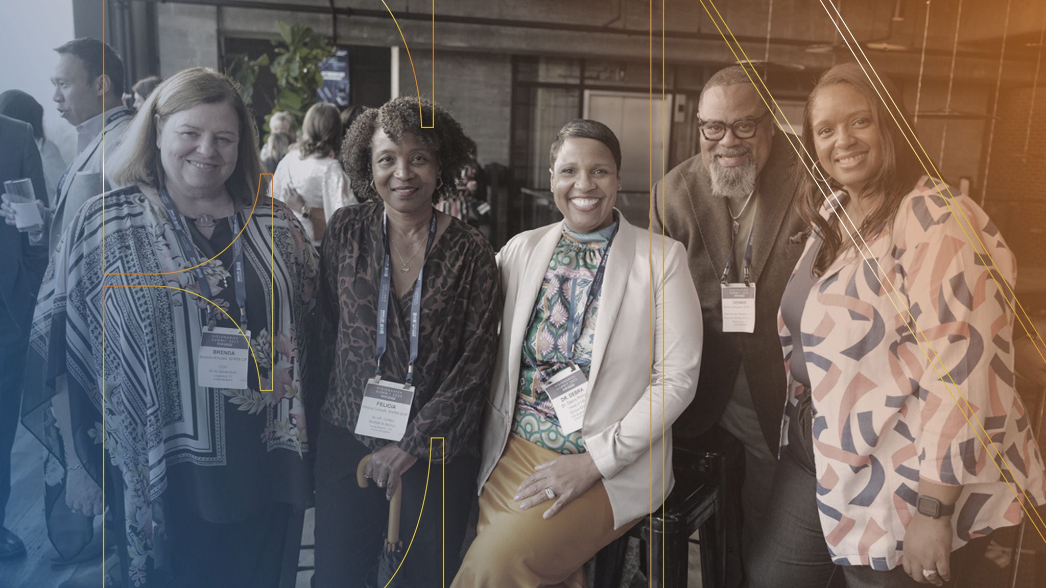 group of conference attendees smiling