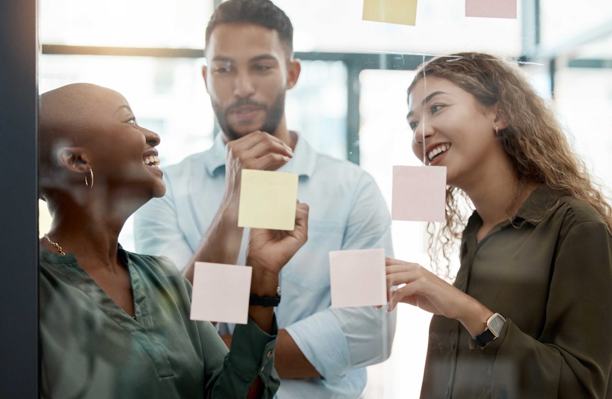 team sharing notes