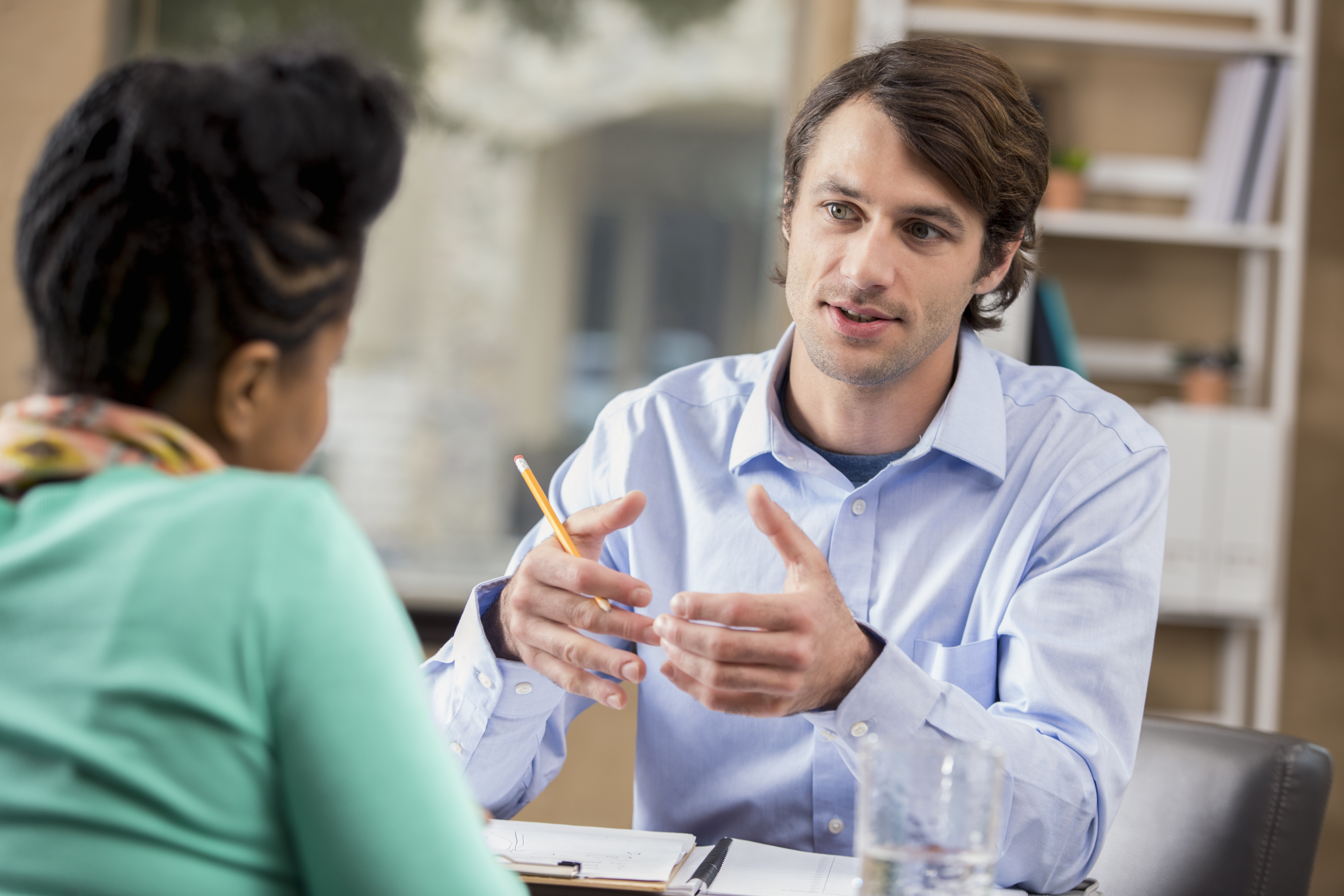 buisness people having a conversation