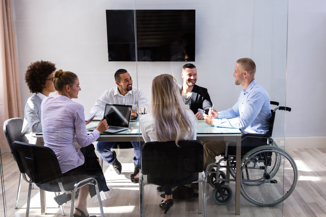business meeting with diverse employees