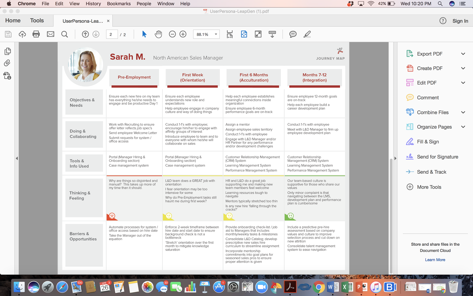 Figure 2. Sarah's Onboarding Journey Map (Hiring Manager Point of View)