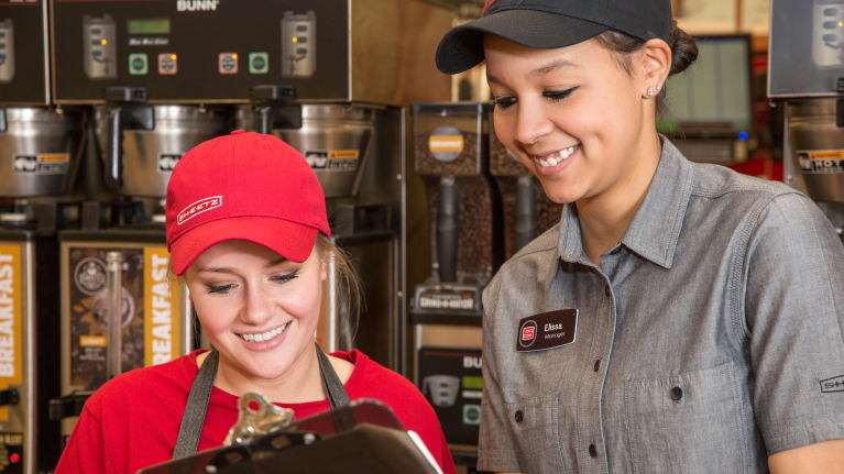 (Left to right) Sheetz workers Emily Munchel and Elissa White