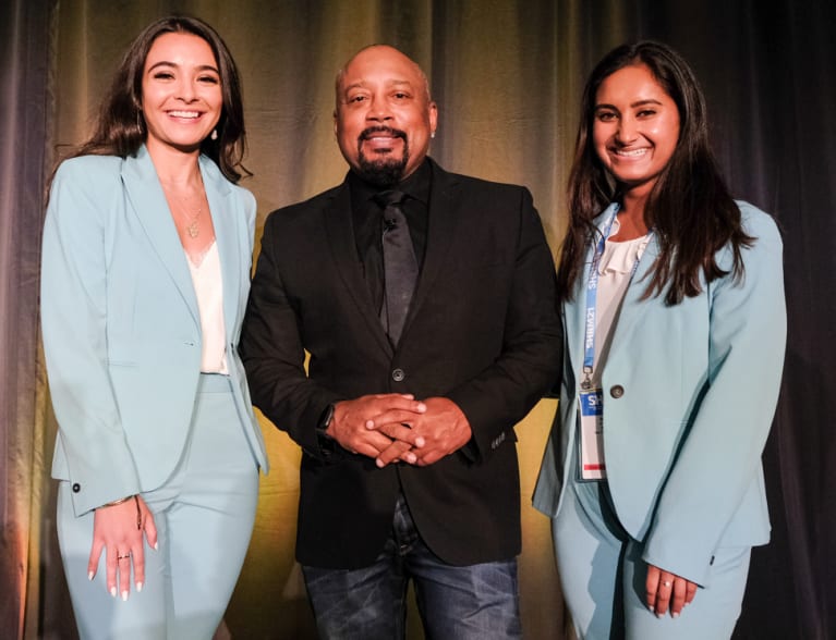 From left, Symba CEO Ahva Sadeghi, Daymond John, star of ABC's 