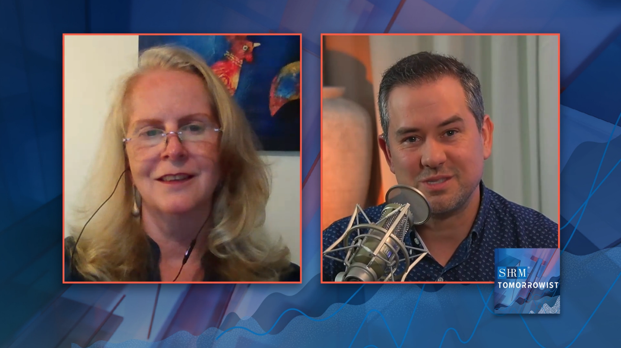 Susie Alegre and Host Justin Brady on SHRM's Tomorrowist Podcast