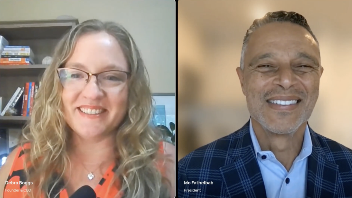 Guest Debra Boggs on the left, Host Mo Fathelbad on the right.