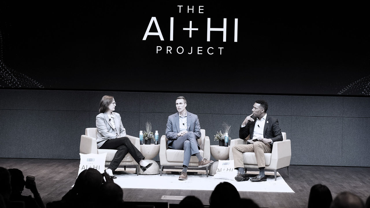 panelists speaking at the AI+HI Project conference in March 2024