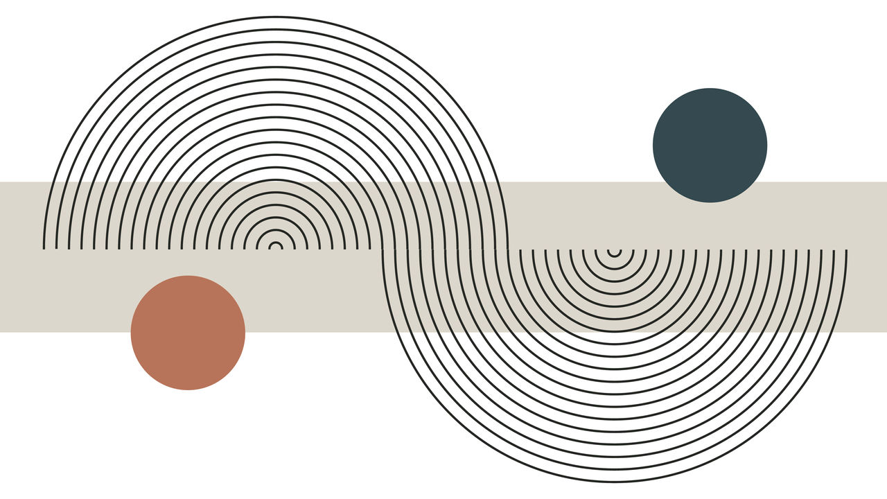 An illustration of a wave with two circles on it.