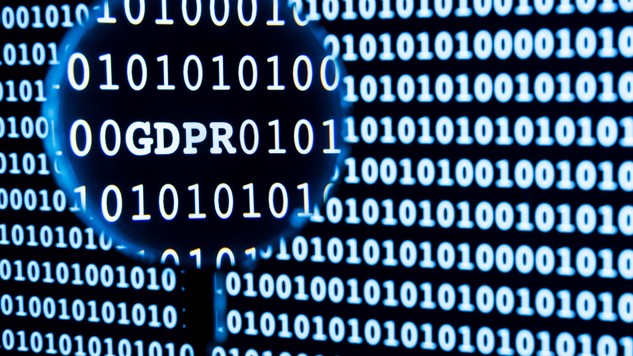 The word gdpr is shown on a computer screen.