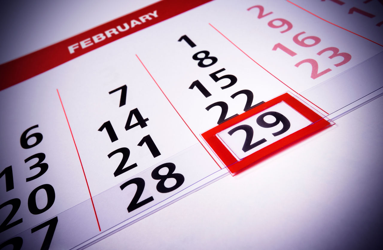 Calendar page focused on Feb. 29