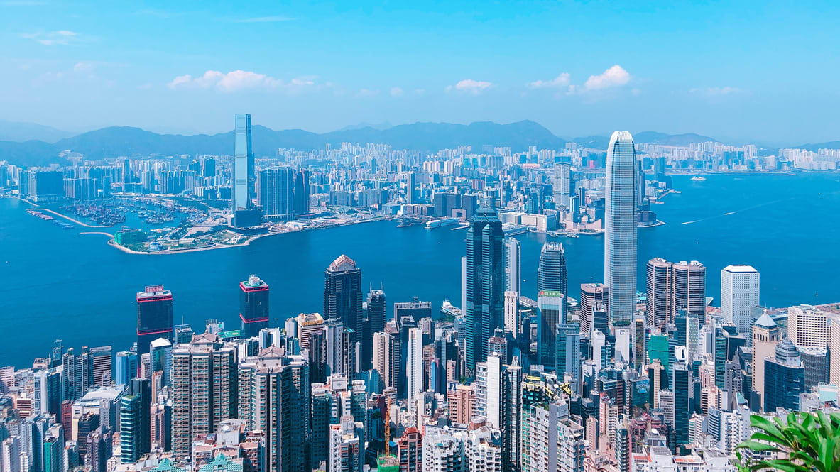 A view of the skyline of hong kong.