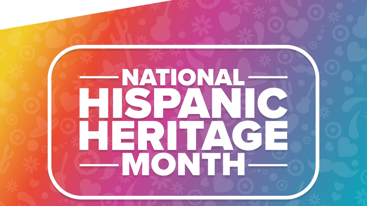 National hispanic heritage month logo on a colorful background.