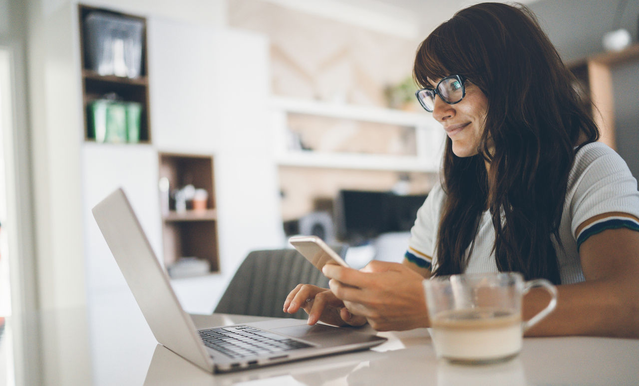 woman working at home