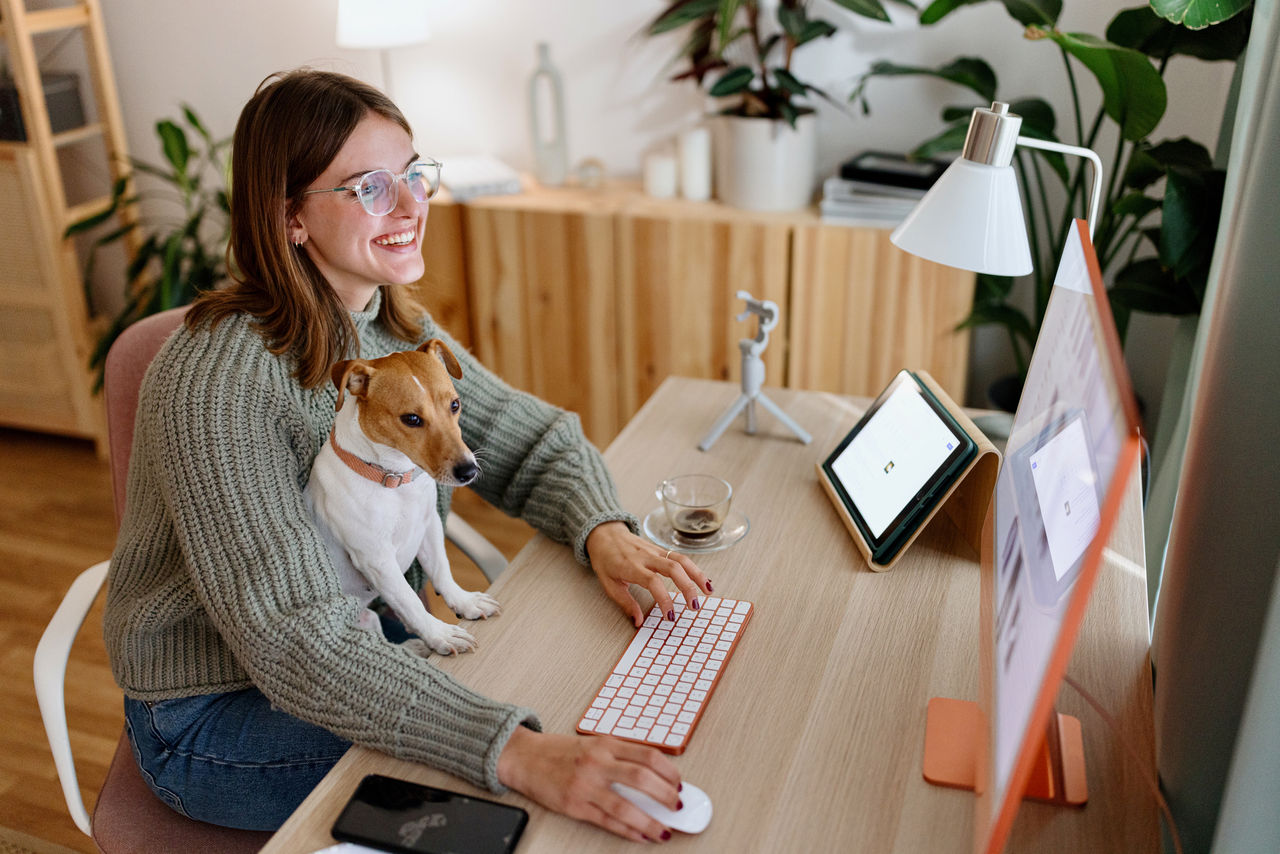 gen z woman working from home