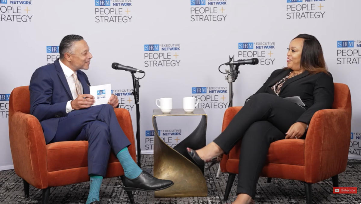 Mo Fathelbab, on the left, in conversation with Sabrina Minor on the right.