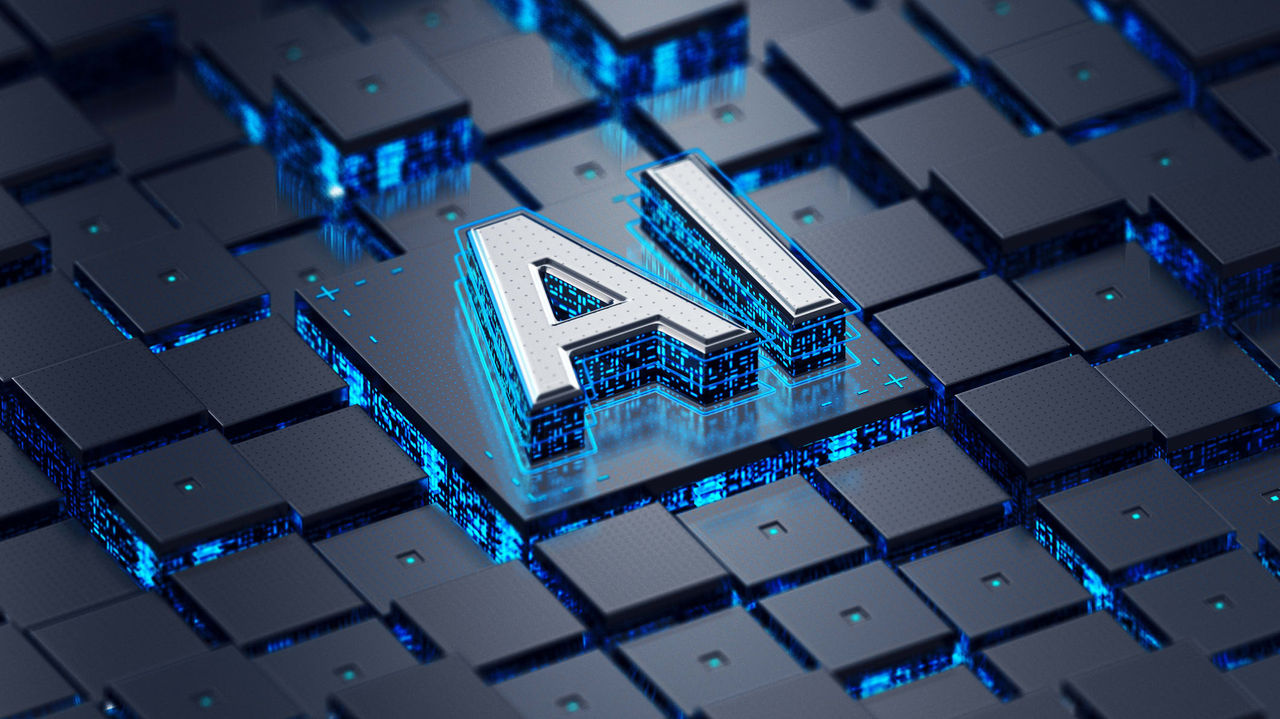 The word ai on a blue background.