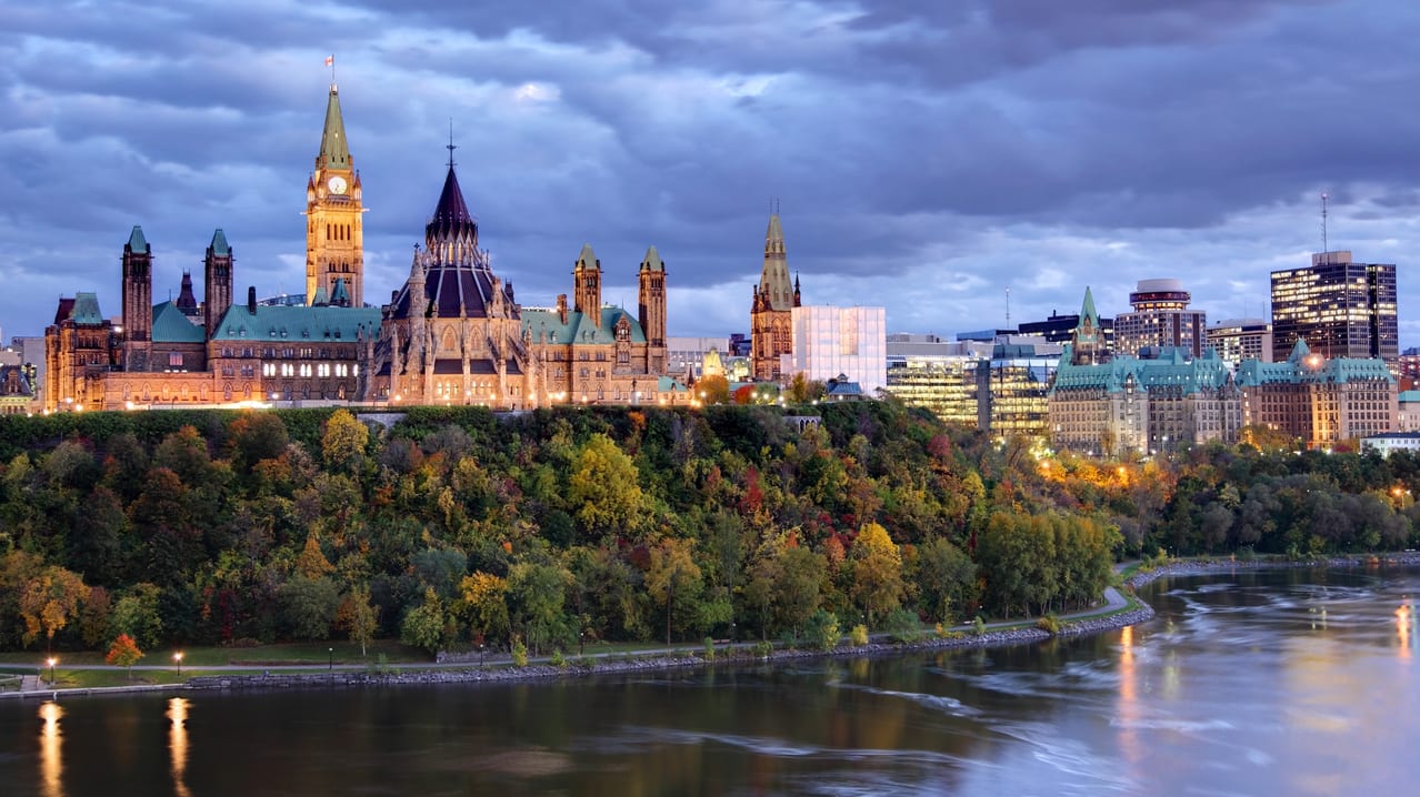 Ottawa skyline at dusk.