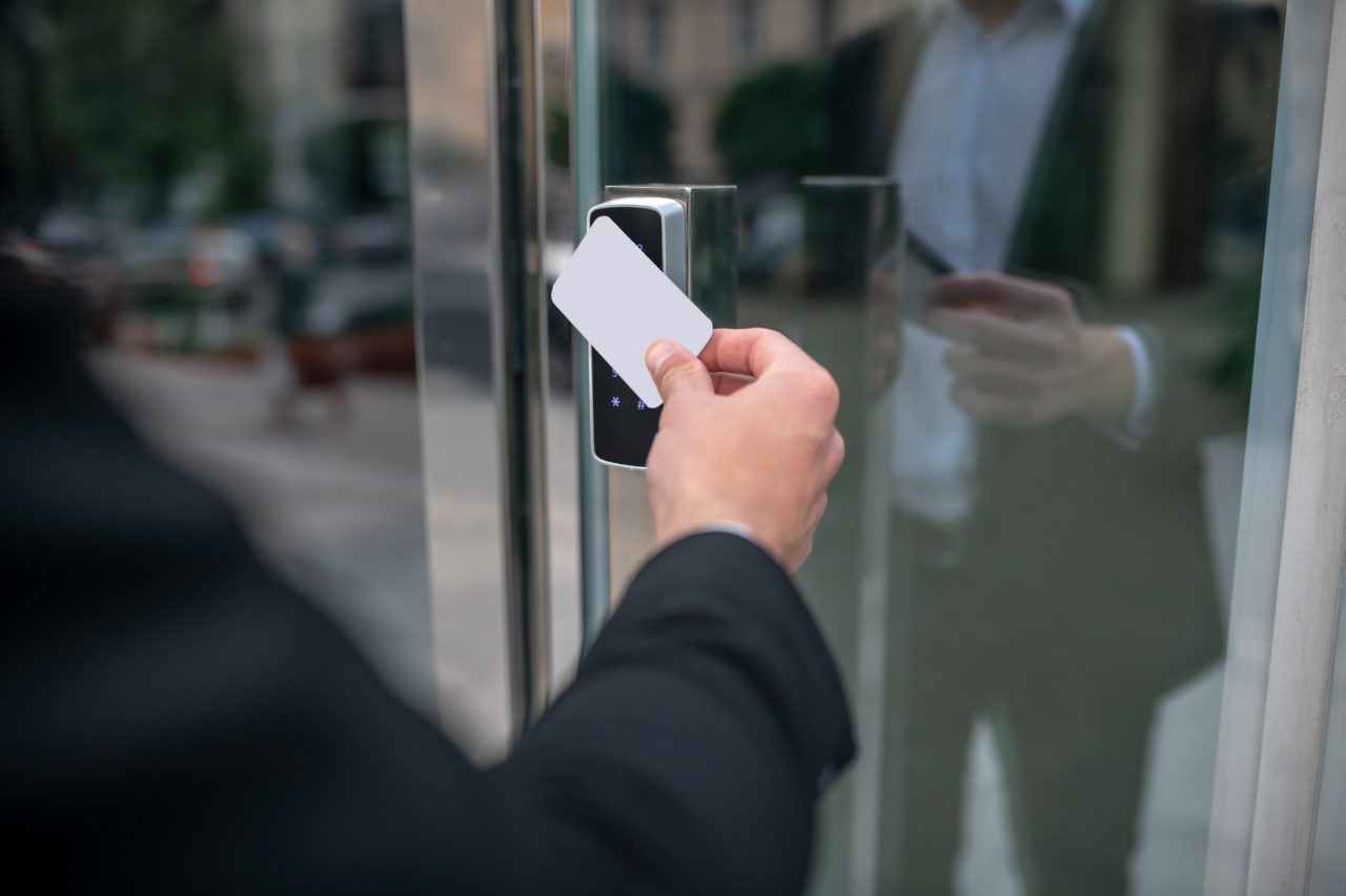 Using an access badge to enter an exclusive building