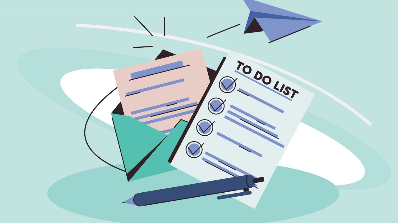 A cartoon to-do list