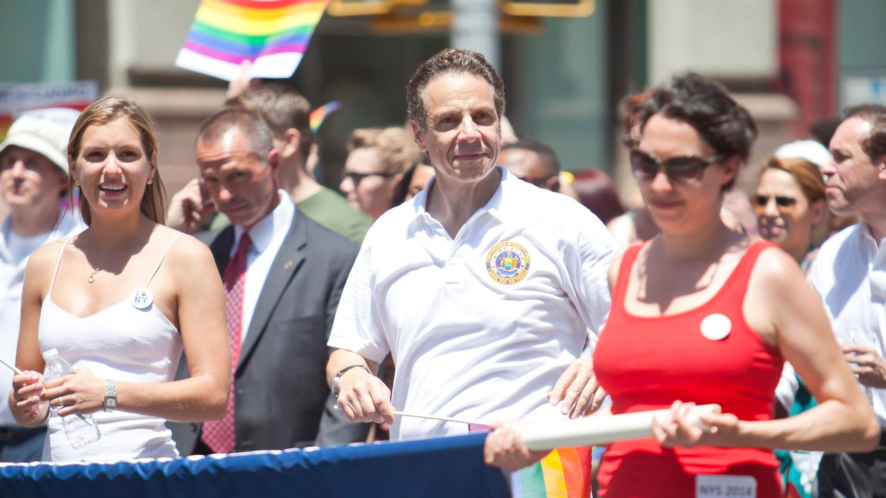 A group of people in a parade.