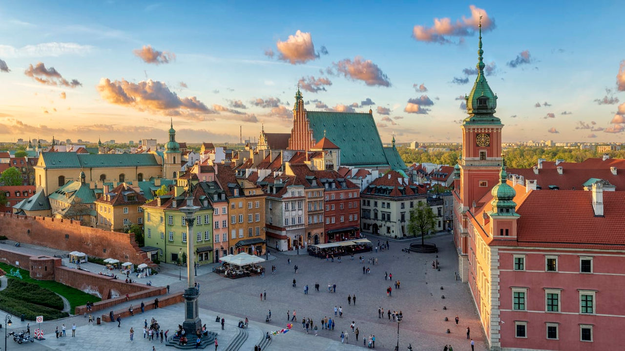 An aerial view of the old town in krakow, poland.