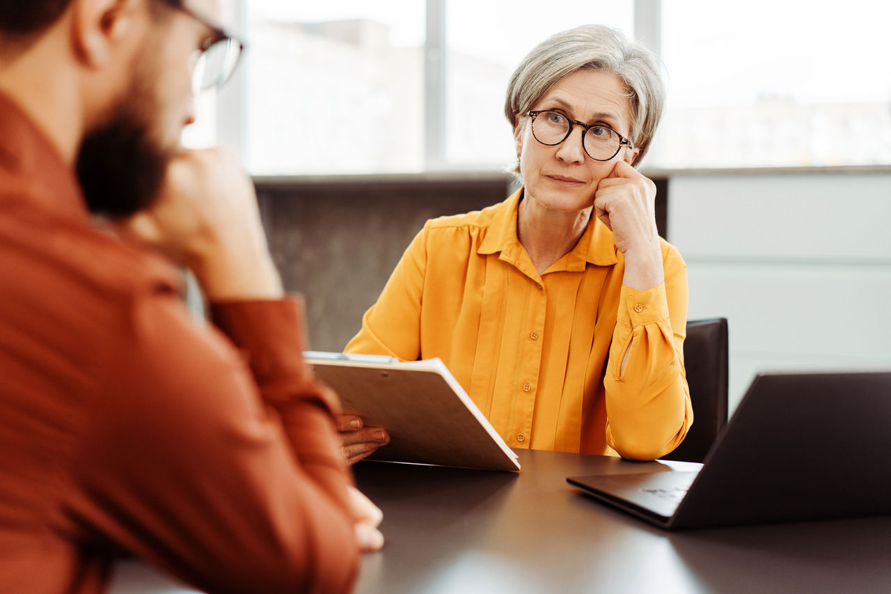 job interview older woman