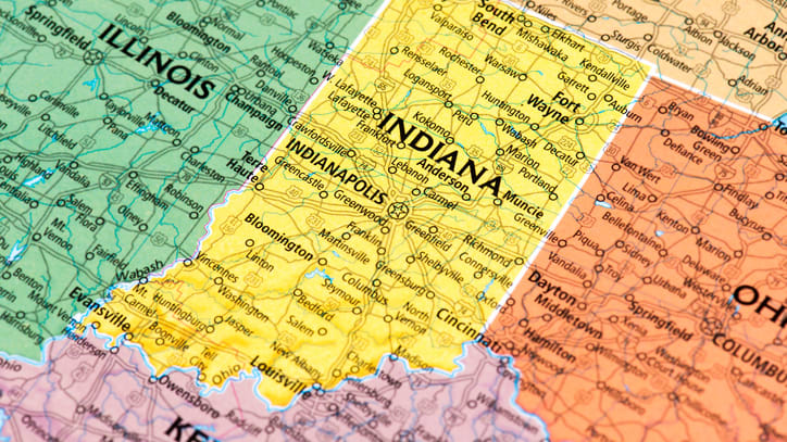 A map of indiana is shown.