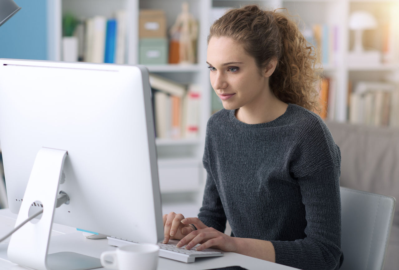 young woman desktop young woman desktop