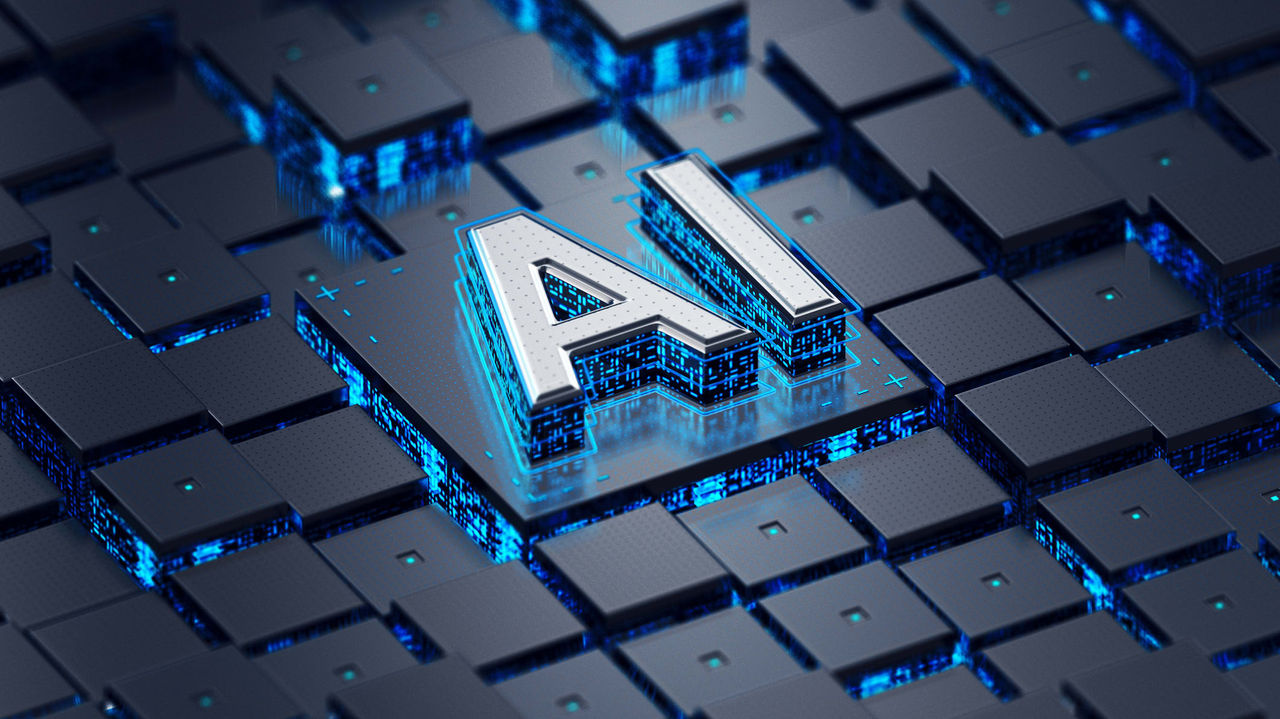 The word ai on a blue background.