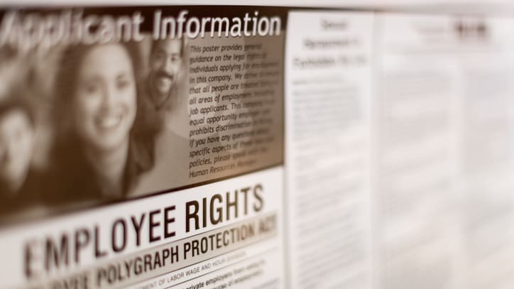 A poster with information about employee rights.