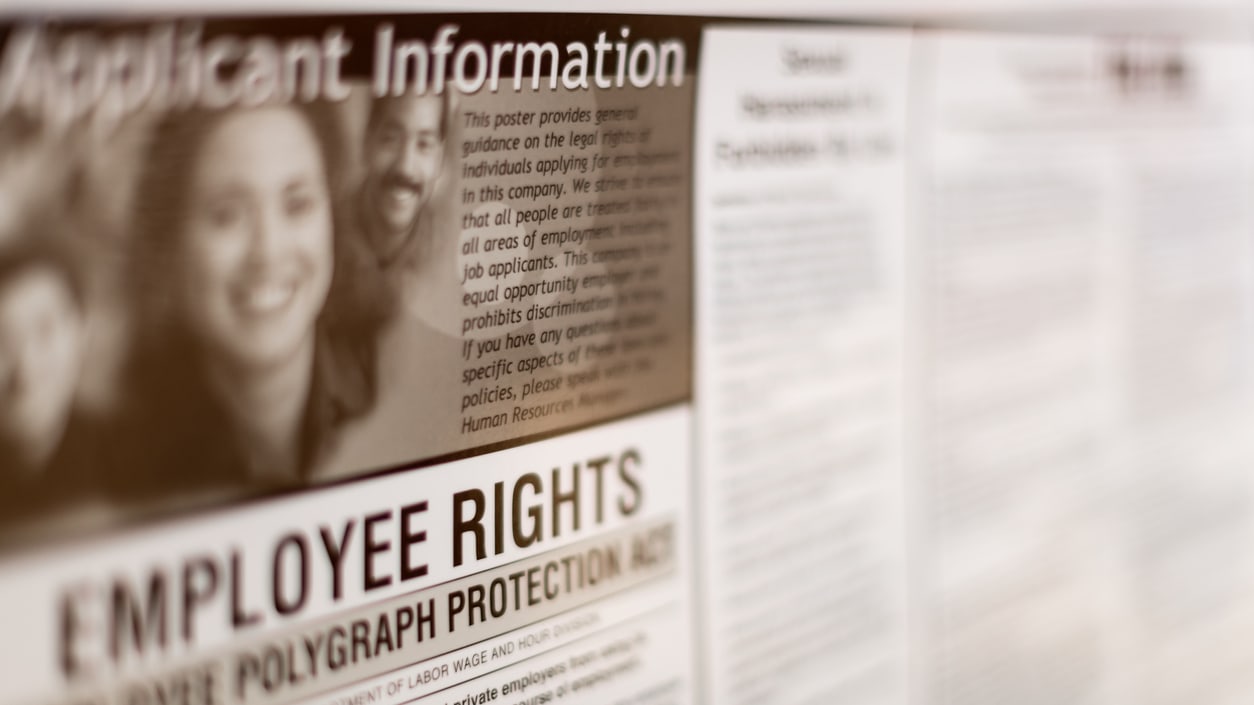 A poster with information about employee rights.