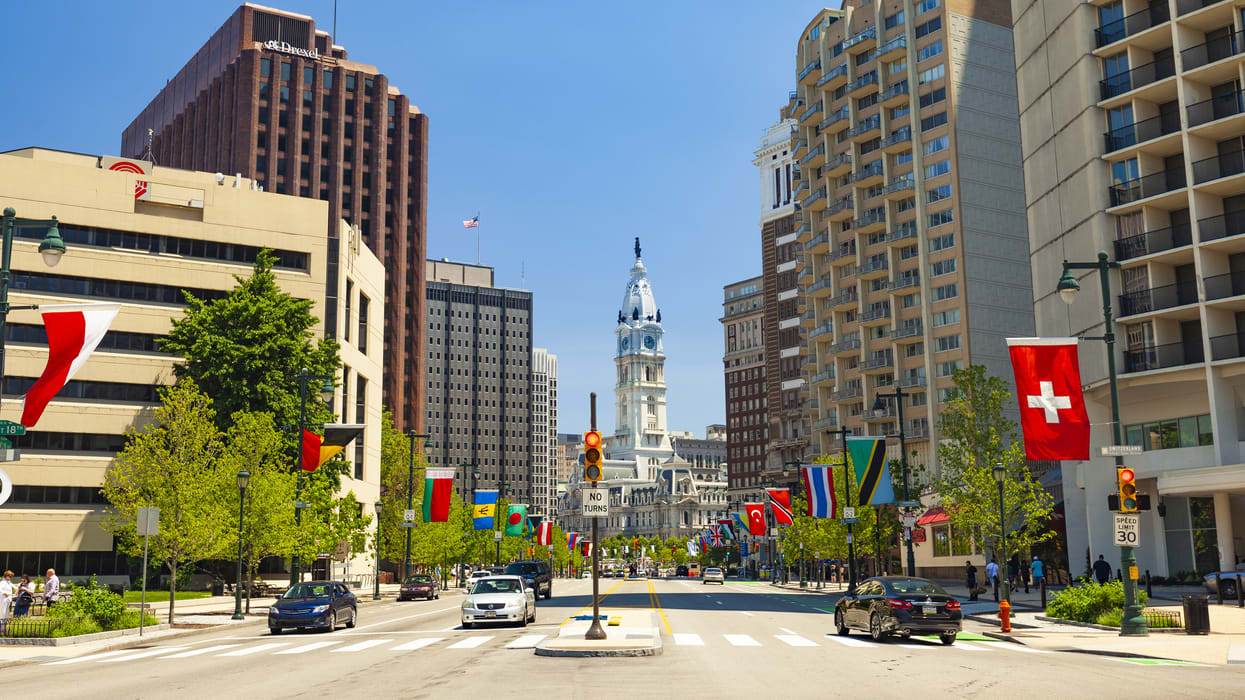 A city street in philadelphia, pennsylvania.