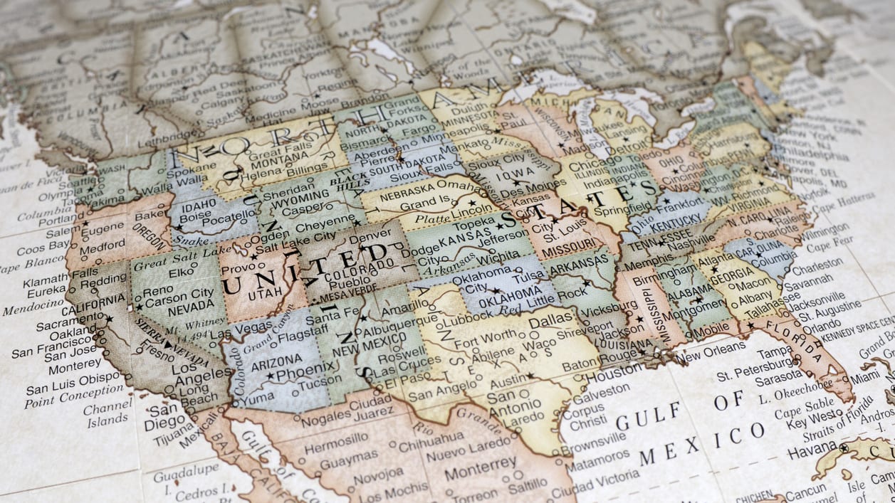 A globe with a map of the united states.