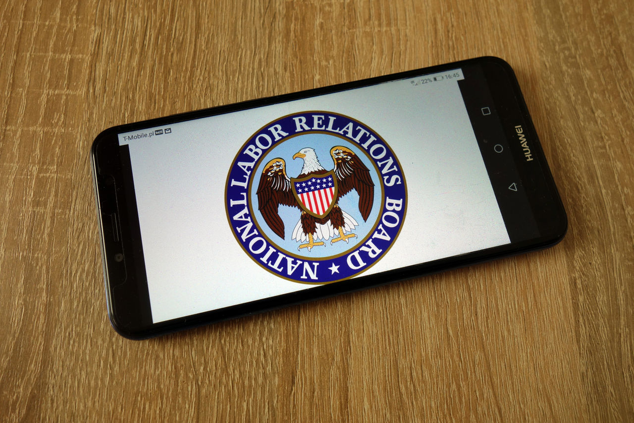 National Labor Relations Board logo on a tablet