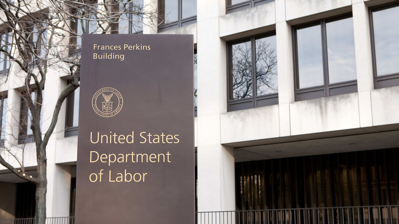 A sign for the united states department of labor.