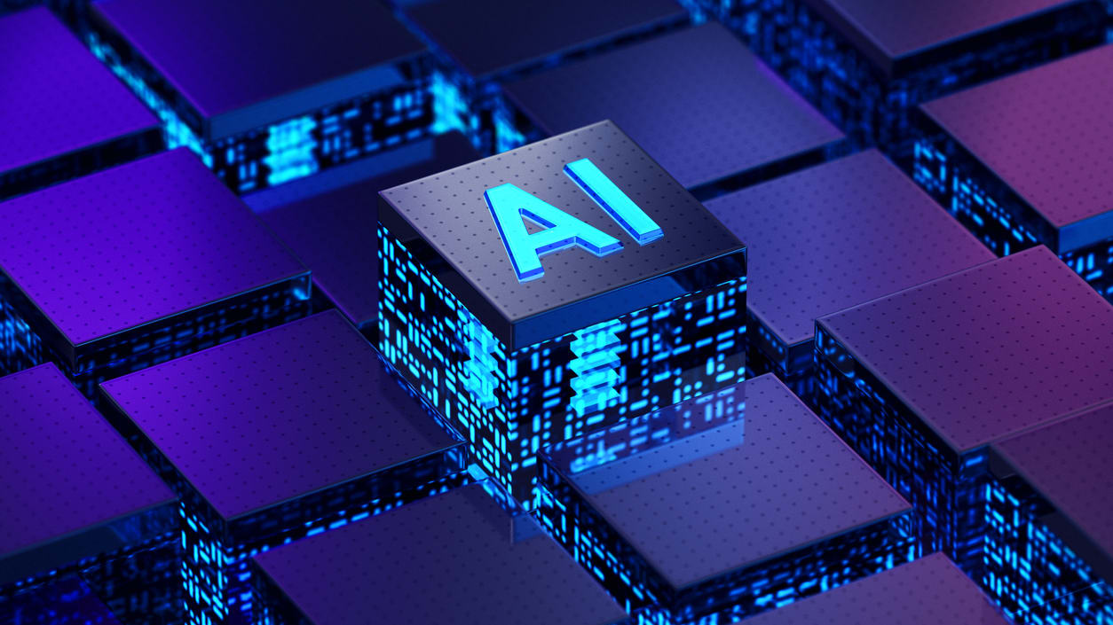 A blue cube with the word ai on it.
