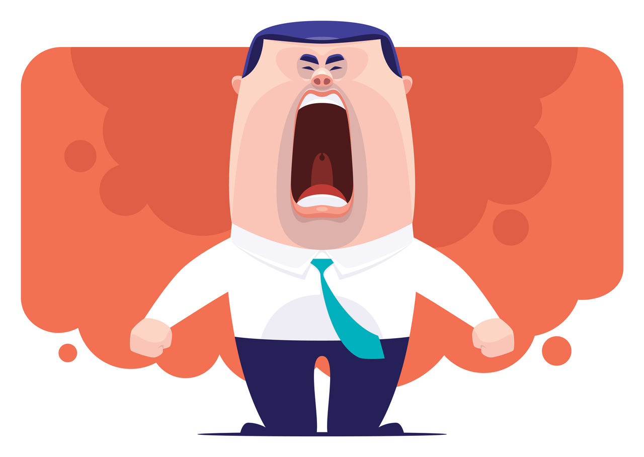Illustration of angry businessman screaming