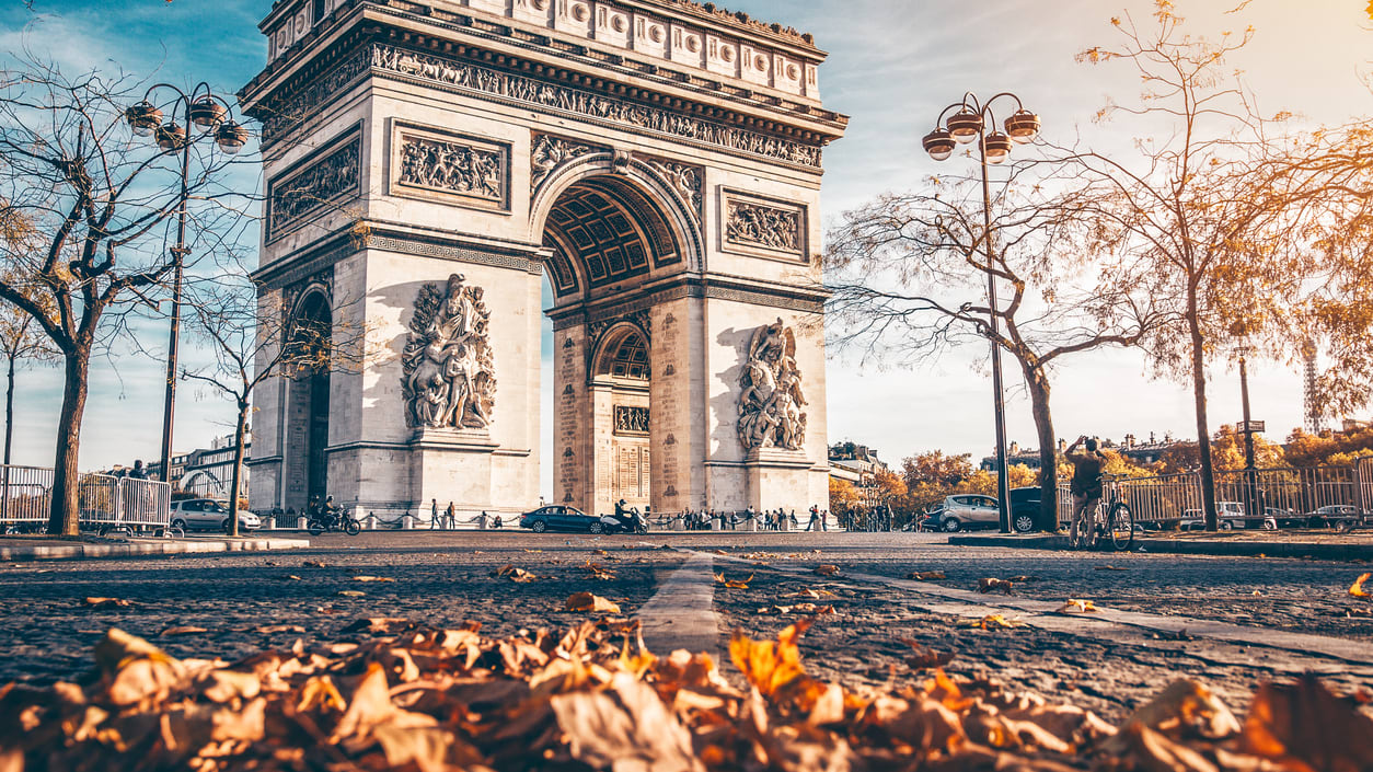 The arc de triomphe in paris, france.