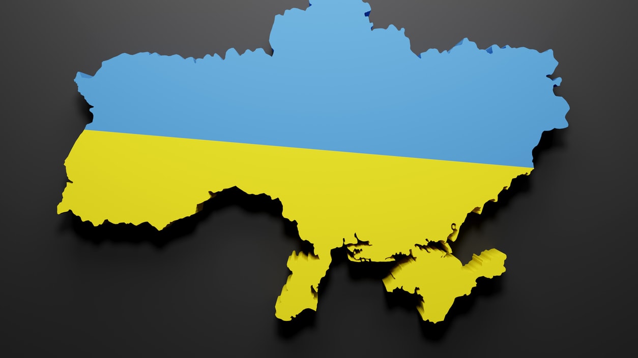 The flag of ukraine on a black background.
