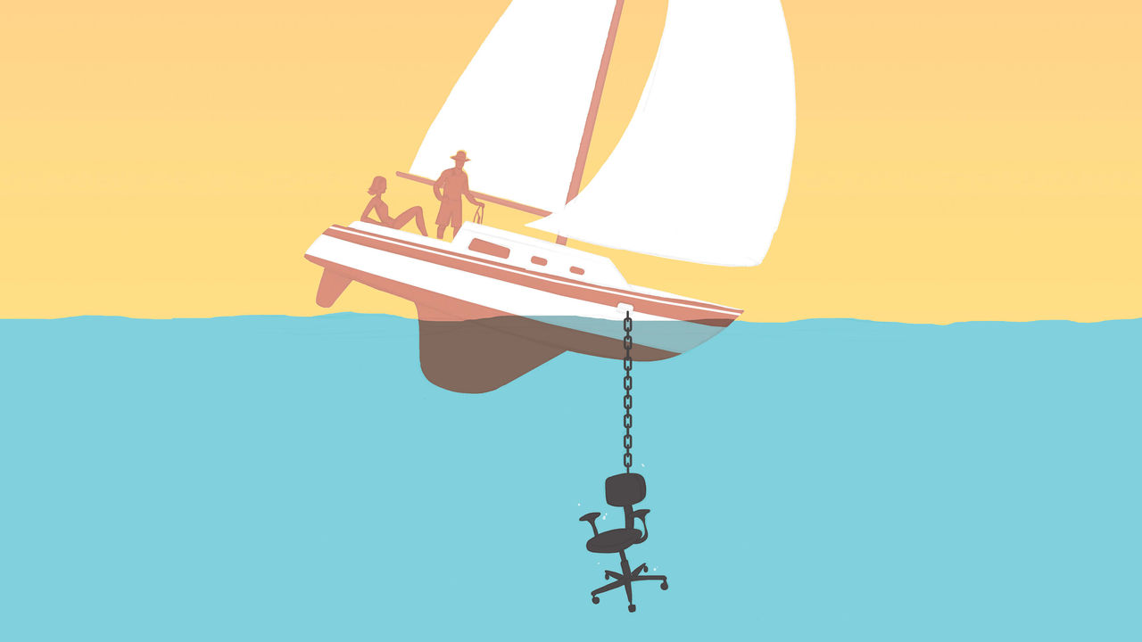 An illustration of a sailboat floating in the ocean.