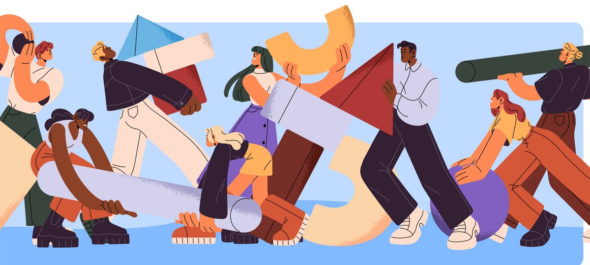 cartoonish people interacting