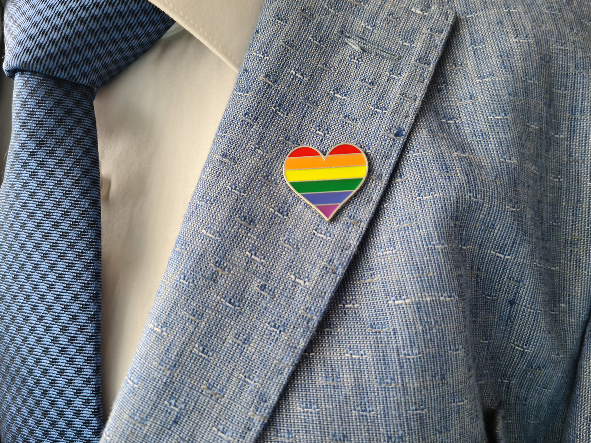 Pride pin on a jacket