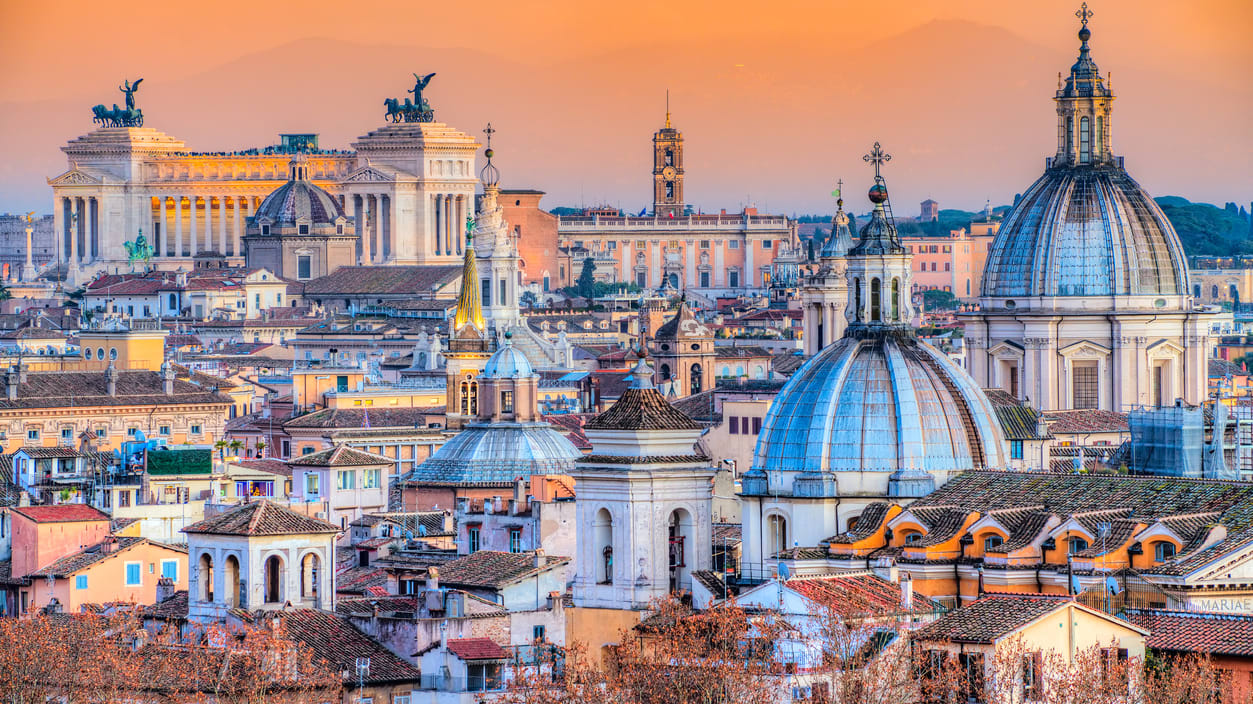 Rome, italy at sunset.