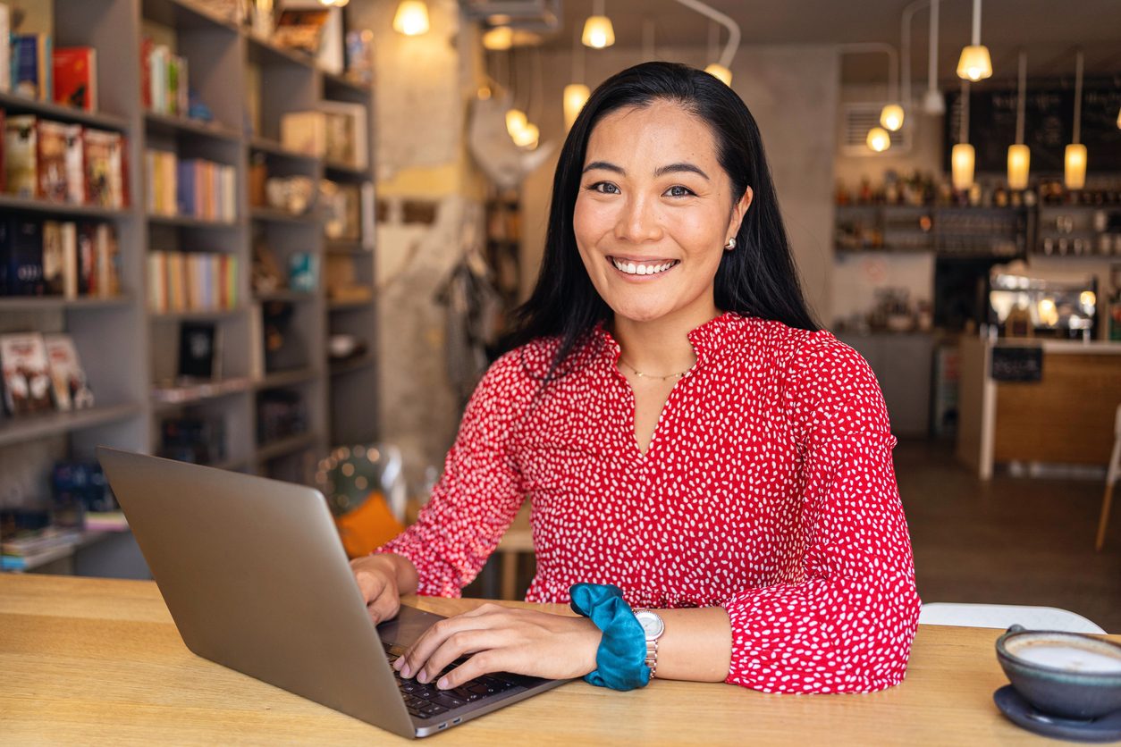 A student uses social media confidently to improve their online professional presence. 