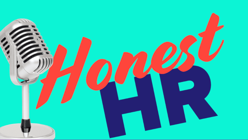 Honest hr podcast logo with a microphone.